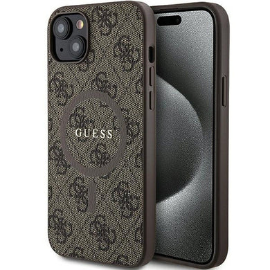 Оригинален гръб GUESS за IPHONE 15 Plus / 14 Plus GUHMP15MG4GFRW (Leather 4G Metal Logo) кафяв