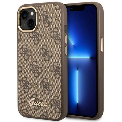 Оригинален гръб GUESS за IPHONE 13 / 14 / 15 GUHCP14SHG4SHW (4G Vintage златист Logo) кафяв