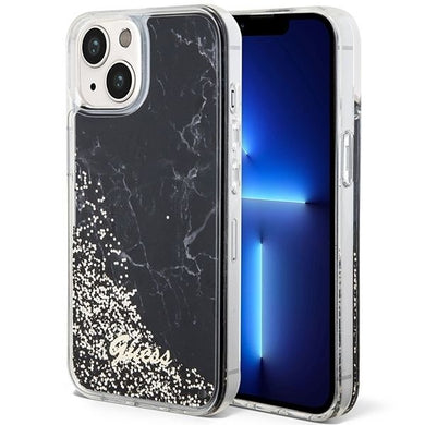 Оригинален гръб GUESS за IPHONE 13 / 14 / 15 GUHCP14SLCSGSGK (Liquid Glitter Marble) черен