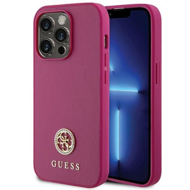 Оригинален гръб GUESS за IPHONE 15 Pro GUHCP15LPS4DGPP (Strass Metal Logo) розов