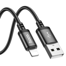 Заредете изображение във визуализатора на галерията – HOCO кабел USB A към Lightning 2,4A X91 3 м черен
