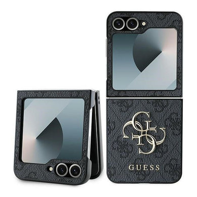 Оригинален гръб GUESS за SAMSUNG Z Flip 6 GUHCZF64GMGGR (PU 4G Leather Metal Logo) черен