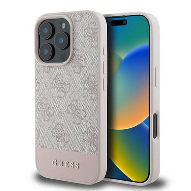 Оригинален гръб GUESS за IPHONE 16 Pro Max GUHCP16XG4GLPI (4G PU Bottom Stripe) розов