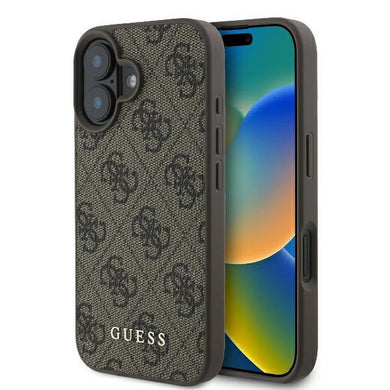 Оригинален гръб GUESS за IPHONE 16 Plus GUHCP16MG4GFBR (PU 4G Classic) кафяв