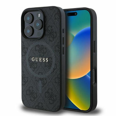 Оригинален гръб GUESS за IPHONE 16 Pro compatible with MagSafe GUHMP16LG4GFRK (PU 4G Ring Classic Logo) черен