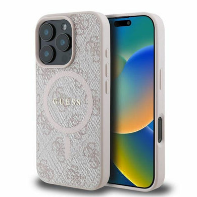 Оригинален гръб GUESS за IPHONE 16 Pro Max compatible with MagSafe GUHMP16XG4GFRP (PU 4G Ring Classic Logo) розов