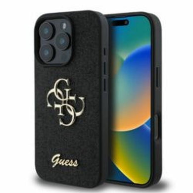 Оригинален гръб GUESS за IPHONE 16 Pro Max GUHCP16XHG4SGK (Fixed Glitter Big 4G) черен