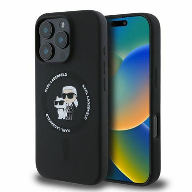 Оригинален гръб KARL LAGERFELD за IPHONE 16 Pro compatible with MagSafe KLHMP16LSCMKCRHK (Silicone KC Body Ring) черен