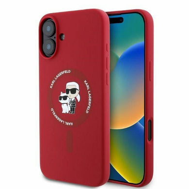 Оригинален гръб KARL LAGERFELD за IPHONE 16 compatible with MagSafe KLHMP16SSCMKCRHR (Silicone KC Body Ring) червен