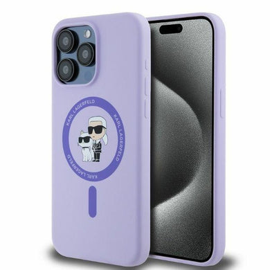 Оригинален гръб KARL LAGERFELD за IPHONE 15 Pro Max compatible with MagSafe KLHMP15XSCMKCRHU (Silicone KC Body Ring) лилав