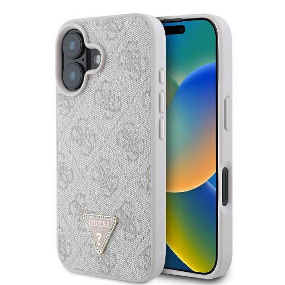 Оригинален гръб GUESS за IPHONE 16 Plus GUHCP16MP4TDPP (PU Leather 4G Triangle Strass) розов