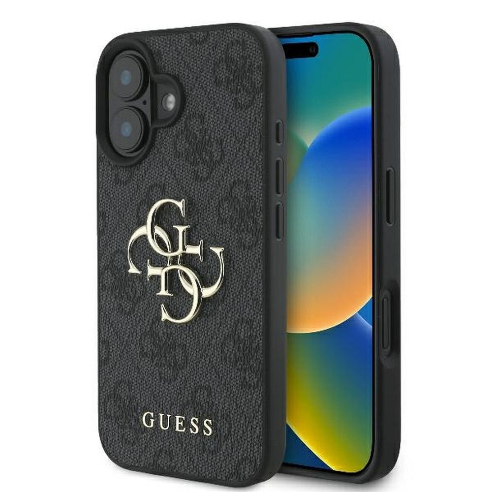 Оригинален гръб GUESS за IPHONE 16 GUHCP16S4GMGGR (4G PU Big Logo) черен