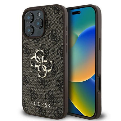 Оригинален гръб GUESS за IPHONE 16 Pro GUHCP16L4GMGBR (4G PU Big Logo) кафяв