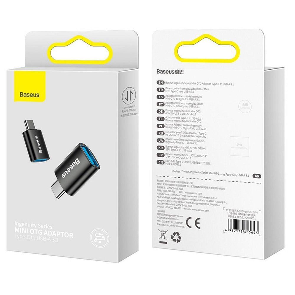 BASEUS адаптер USB A (женски) към Type C (мъжки) USB 3.2 Gen 2 ZJJQ000001 черен