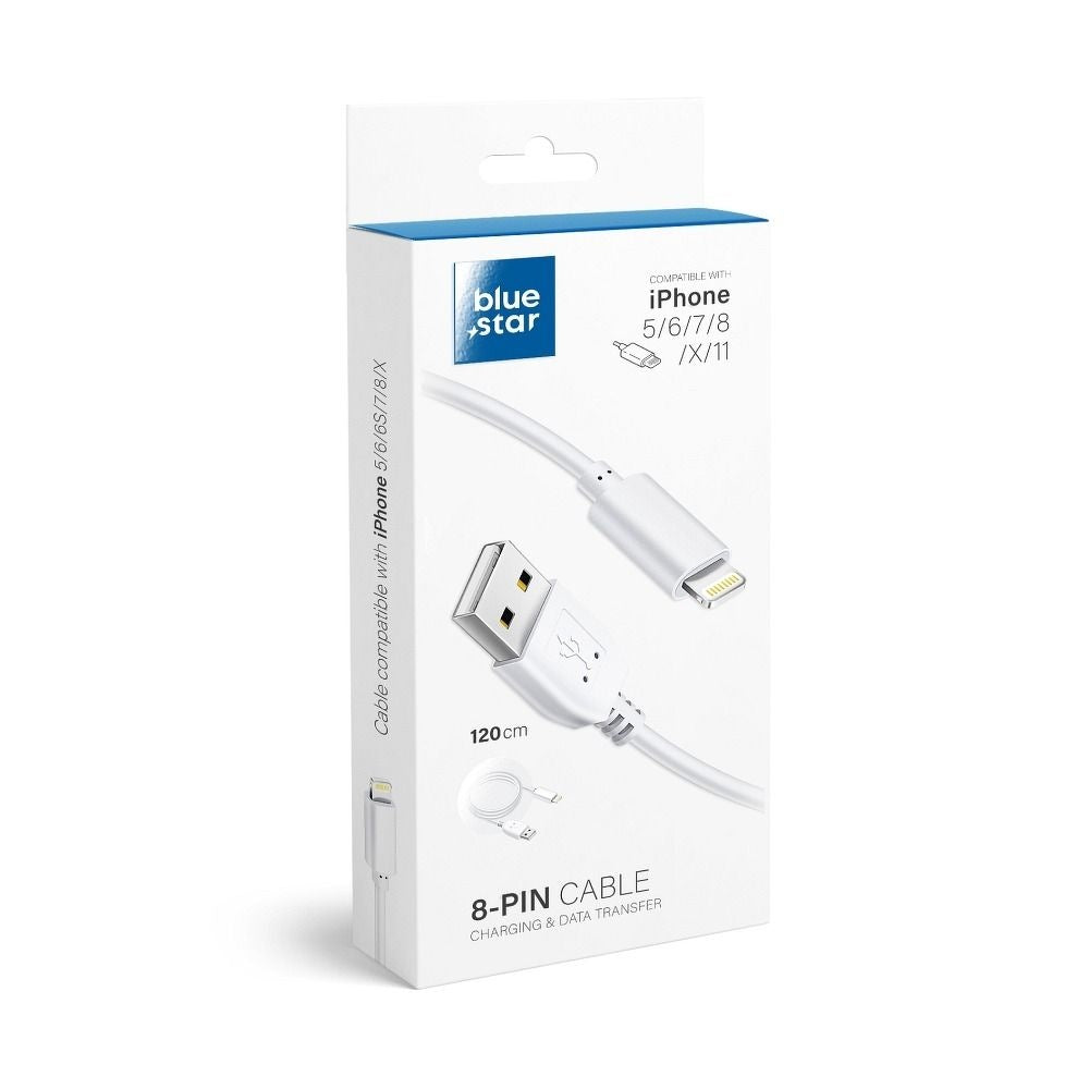 BLUE STAR LITE кабел 3A USB A до Lightning 1,2 м бяло