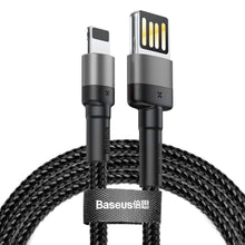 Заредете изображение във визуализатора на галерията – BASEUS кабел USB A към Lightning 2.4A Cafule CALKLF-BV3 1 м син златен
