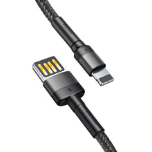 Заредете изображение във визуализатора на галерията – BASEUS кабел USB A към Lightning 2.4A Cafule CALKLF-BV3 1 м син златен
