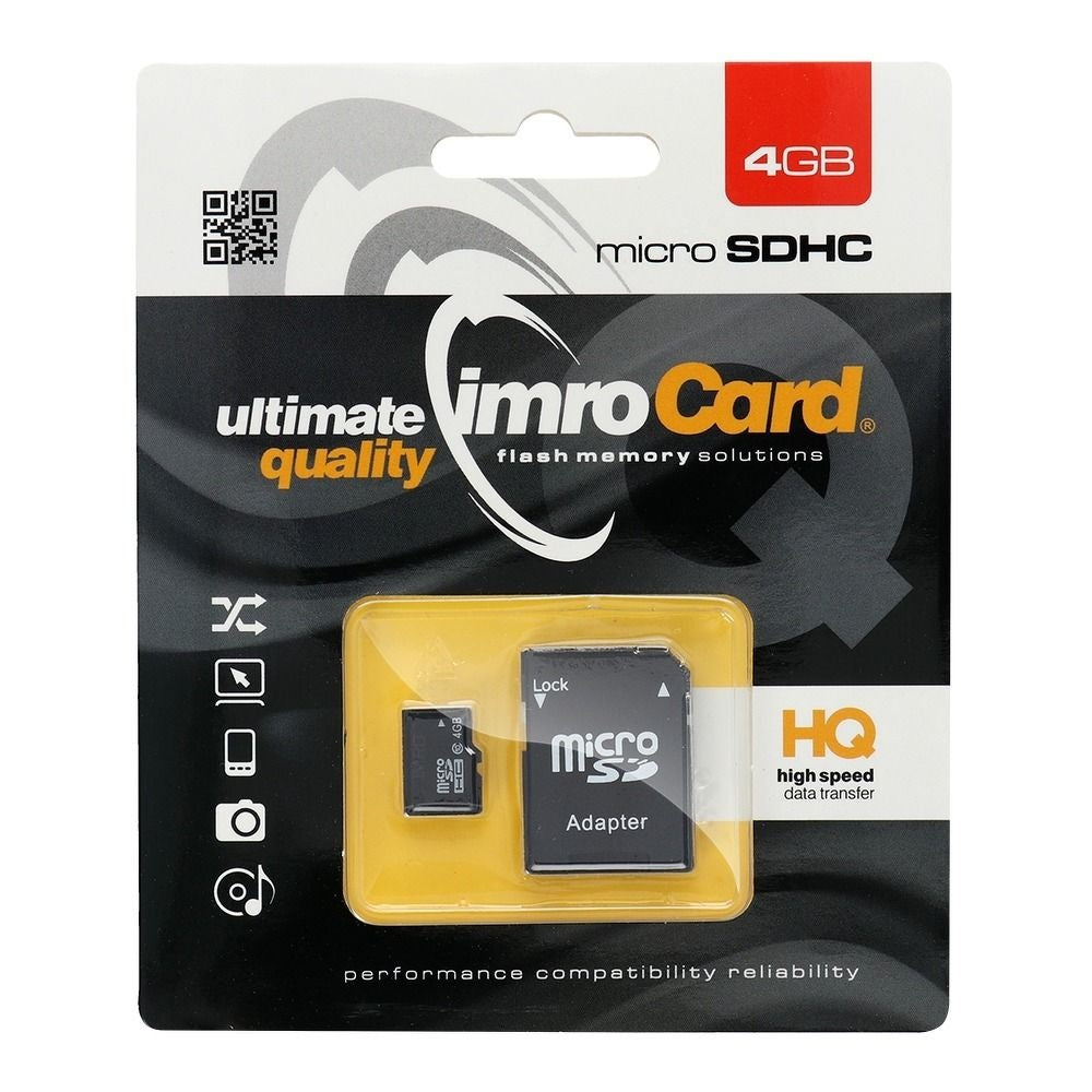 IMRO карта памет microSD 4GB 100MB/s клас 10 UHS I с адаптер SD