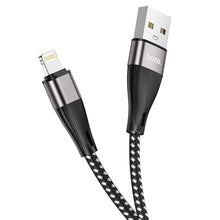 Заредете изображение във визуализатора на галерията – HOCO кабел USB A към Lightning 2,4A X69 1 м черен бял
