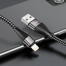 Заредете изображение във визуализатора на галерията – HOCO кабел USB A към Lightning 2,4A X69 1 м черен бял
