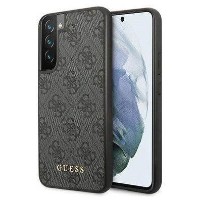 Оригинален гръб GUESS за SAMSUNG S22 GUHCS22SG4GFGR (4G Metal Златист Logo) сив