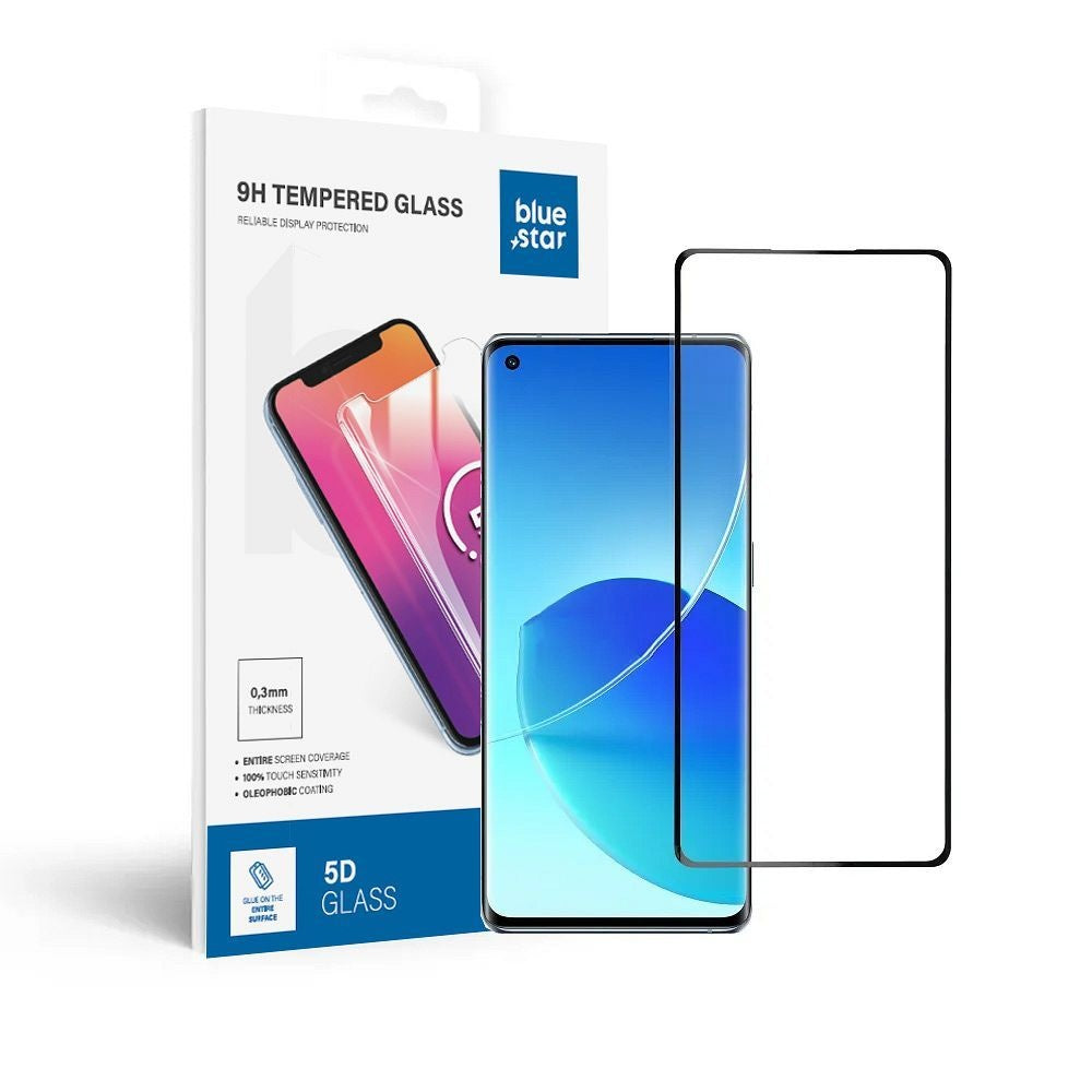 Стъклен протектор Blue Star за 5D - OPPO Reno6 Pro 5G (full glue/case friendly) - Черен
