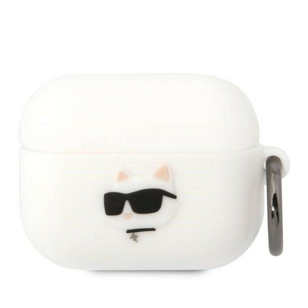 Оригинален калъф KARL LAGERFELD за APPLE Airpods Pro KLAPRUNCHH (3D Sil NFT Choupette) бял