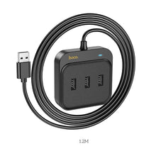 Заредете изображение във визуализатора на галерията – HOCO адаптер HUB 4в1 USB A HB35 1,2 м черен
