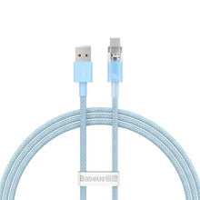 Заредете изображение във визуализатора на галерията – BASEUS кабел USB A към Type C PD 100W Explorer CATS010403 1 м син
