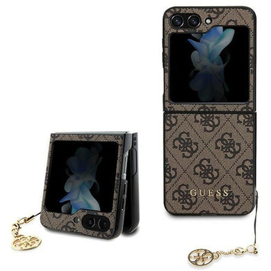 Оригинален гръб GUESS за SAMSUNG Z Flip 5 GUHCZF5GF4GBR (4G Charm) кафяв