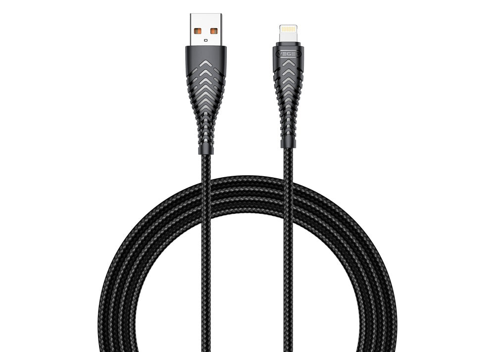 VEGER кабел USB A към Lightning 2,4A V105 1,2 м черен