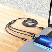 Заредете изображение във визуализатора на галерията – HOCO кабел 3в1 USB A към Lightning / Micro USB / Type C 2A X76 1 м черен
