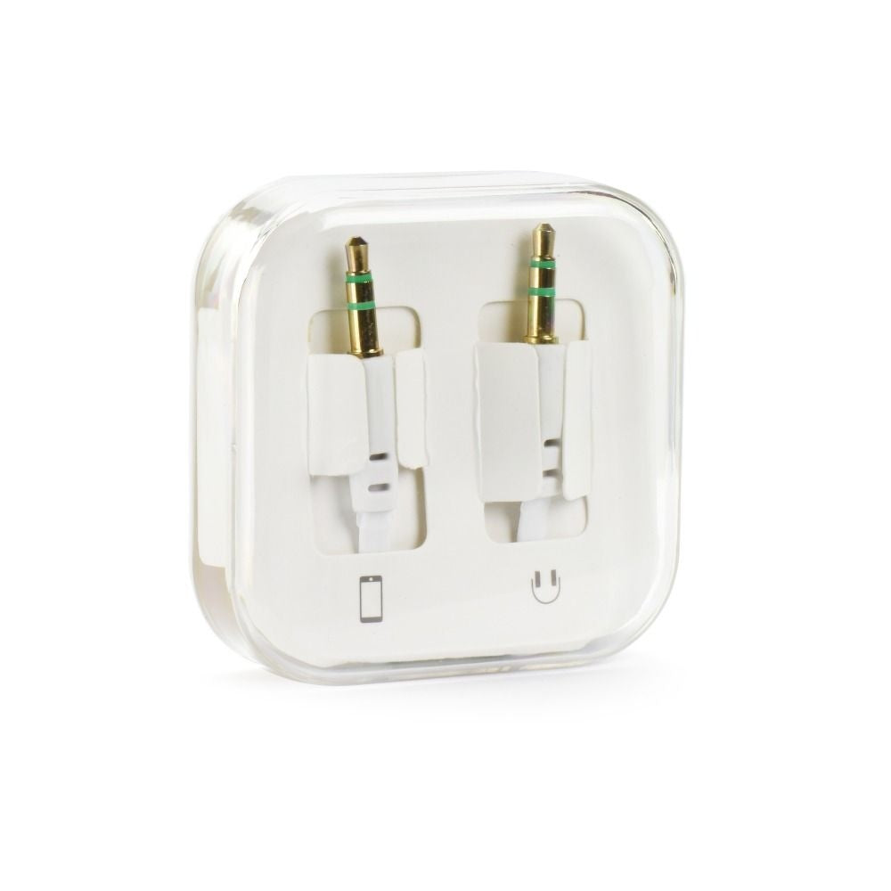 Кабел AUX Jack 3,5 мм (мъжки) към Jack 3,5 мм (мъжки) BOX 1 м бял