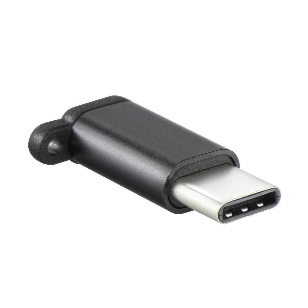 Адаптер Micro USB A (женски) към Type C (мъжки) ключодържател черен