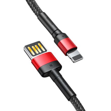 Заредете изображение във визуализатора на галерията – BASEUS кабел USB A към Lightning 2,4A Cafule CALKLF-GG1 1 м черен сив
