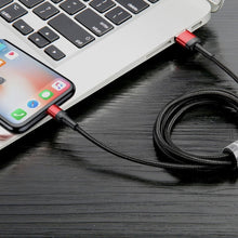 Заредете изображение във визуализатора на галерията – BASEUS кабел USB A към Lightning 2,4A Cafule CALKLF-GG1 1 м черен сив
