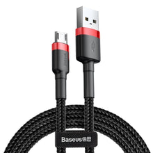 Заредете изображение във визуализатора на галерията – BASEUS кабел USB A към Micro USB 2,4A Cafule CAMKLF-B91 1 м черно червено
