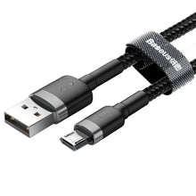 Заредете изображение във визуализатора на галерията – BASEUS кабел USB A към Micro USB 1,5A Cafule CAMKLF-CG1 2 м черен сив
