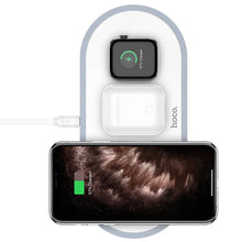 Заредете изображение във визуализатора на галерията – Hoco wireless fast charger handsome 3 in 1 ( mobile + watch + headset ) cw24 white
