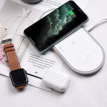 Заредете изображение във визуализатора на галерията – Hoco wireless fast charger handsome 3 in 1 ( mobile + watch + headset ) cw24 white
