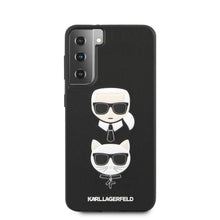 Заредете изображение във визуализатора на галерията – Оригинален гръб KARL LAGERFELD за KLHCS21MSAKICKCBK for Samsung S21 Plus (Saffiano Ikonik Karl and Choupette Head / black)
