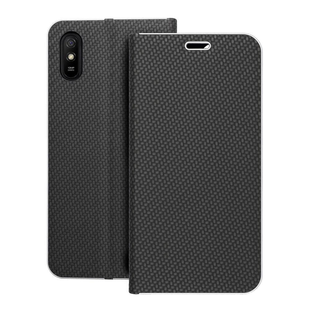 Калъф тип книга LUNA Carbon Xiaomi Redmi 9AT / Redmi 9A черен