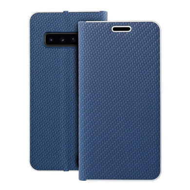 Калъф тип книга LUNA Carbon SAMSUNG S10 син