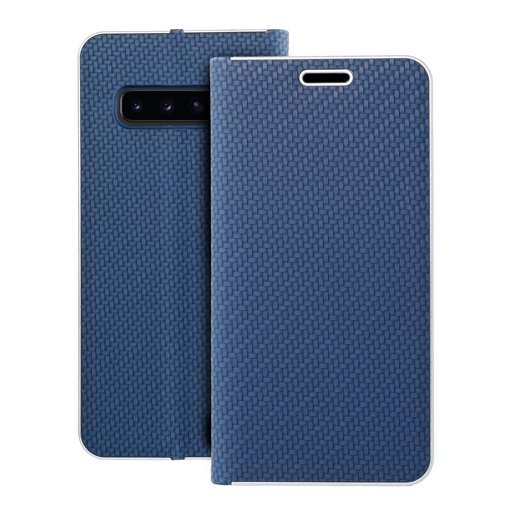 Калъф тип книга LUNA Carbon SAMSUNG S10 син