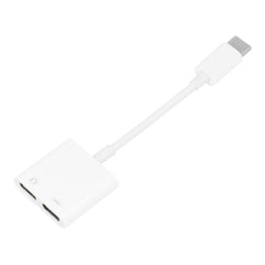 Адаптер AUX 2in1 Type C (мъжки) към Type C (женски) / Type C (женски) BOX [DAC] - бял