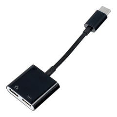 Адаптер AUX 2in1 Type C (мъжки) към Type C (женски) / Type C (женски) BOX [DAC] - черен
