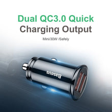 Заредете изображение във визуализатора на галерията – Baseus car charer 2x usb quick charger qc3.0 30w black ccall-yd01
