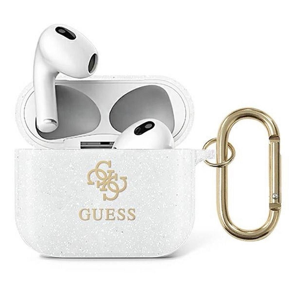 Оригинален гръб GUESS за APPLE AirPods 3 GUA3UCG4GT (Glitter Collection) прозрачен