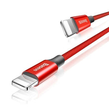 Заредете изображение във визуализатора на галерията – BASEUS кабел USB A към Lightning 2,4A Cafule CALKLF-A09 0,5 м червен черен

