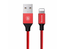 Заредете изображение във визуализатора на галерията – BASEUS кабел USB A към Lightning 2,4A Cafule CALKLF-A09 0,5 м червен черен
